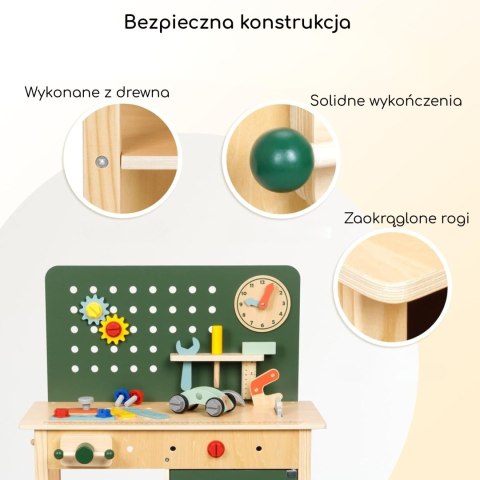 WOOPIE GREEN Drewniany Warsztat STEM Duży Zestaw z Narzędziami 26el.