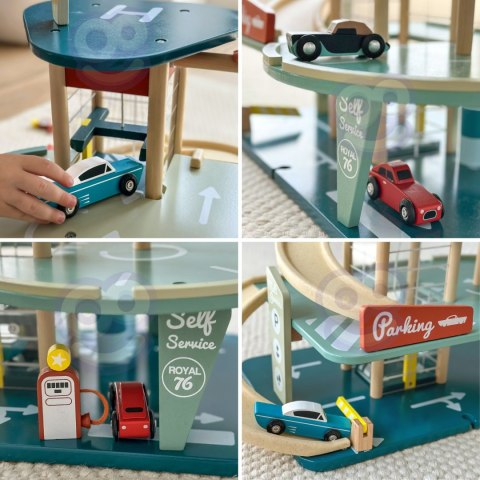 CLASSIC WORLD Wielopoziomowy Parking Auta Helikopter Dystybutor Myjnia + Akc.