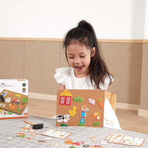 VIGA Przybijanka Drewniana Farma Tablica Korkowa Montessori