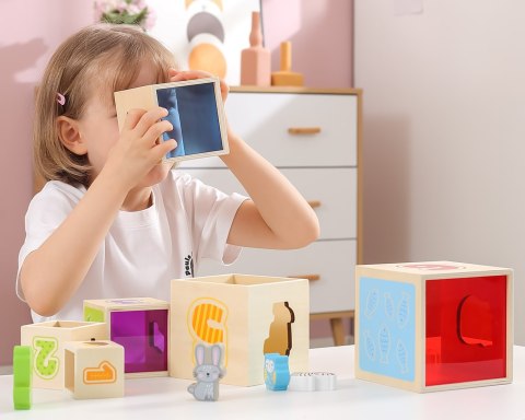 VIGA Drewniana Piramidka Edukacyjna Montessori Sorter Klocki Układanka