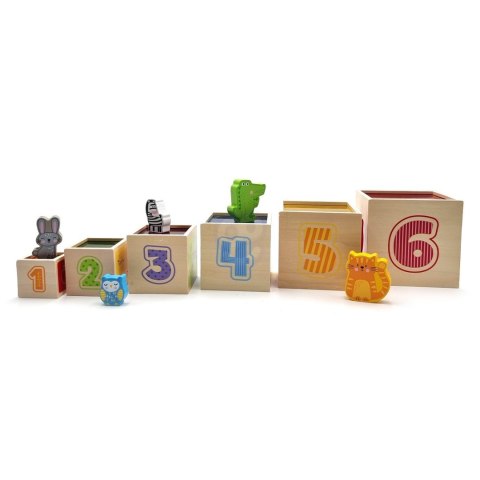 VIGA Drewniana Piramidka Edukacyjna Montessori Sorter Klocki Układanka