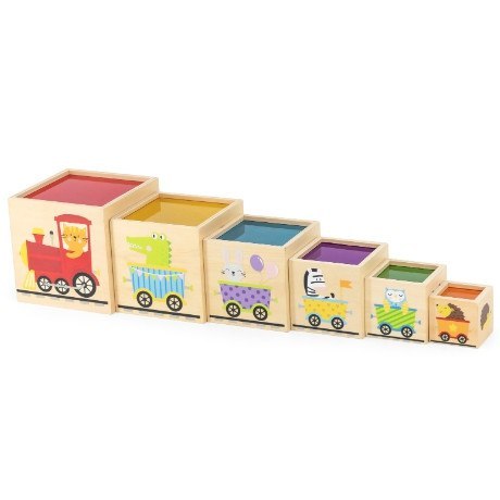 VIGA Drewniana Piramidka Edukacyjna Montessori Sorter Klocki Układanka