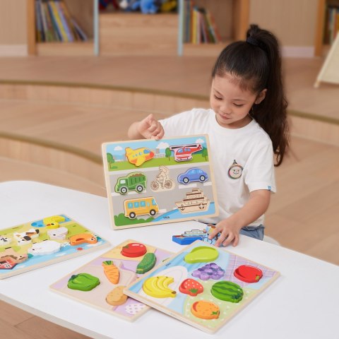 VIGA Drewniane Puzzle Układanka Montessori 2w1 Figurki Warzywa Edukacyjna