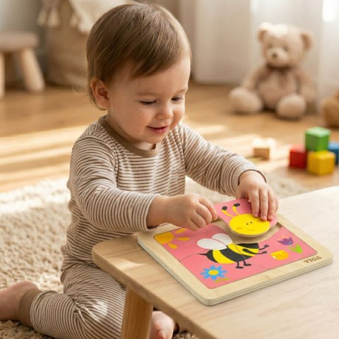 Viga Drewniane Puzzle Pszczoła Układanka Montessori Edukacyjna 18m+ Owad