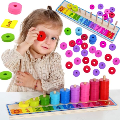WOOPIE GREEN Układanka Nauka Liczenia i Kolorów Montessori 56 el.