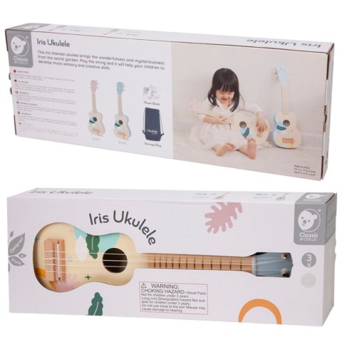 CLASSIC WORLD Drewniane Ukulele Gitara dla Dzieci Niebieskie