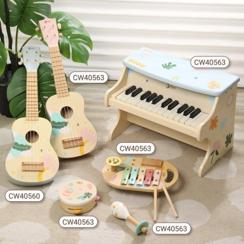 CLASSIC WORLD Drewniane Ukulele Gitara dla Dzieci Różowa