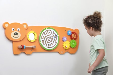 VIGA Tablica Sensoryczna Manipulacyjna Miś Certyfikat FSC Montessori