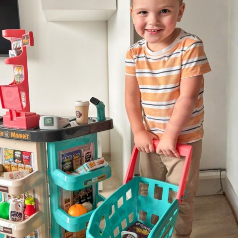 WOOPIE Sklep Supermarket i Wózek Koszyk Sklepowy Kasa Waga Skaner 47 akc