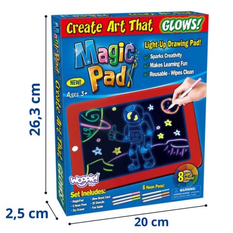 WOOPIE Magiczny Tablet Graficzny do Rysowania Neonowe Kolory