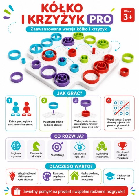 WOOPIE IQ Gra Logiczna Strategiczna Trening Mózgu Kółko i Krzyżyk 36 el.