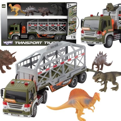 WOOPIE Ciężarówka Transporter Dinozaurów Auto z Dźwiękiem i Światłem