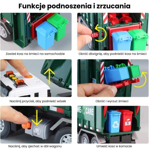 WOOPIE Śmieciarka Ciężarówka Segregacja Śmieci - skala 1:10
