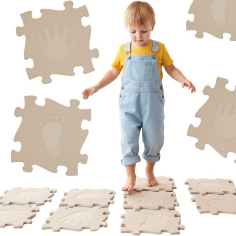 WOOPIE Mata Sensoryczna Ortopedyczna Puzzle Ręce i Nogi 16 el. - Kolor Beżowy