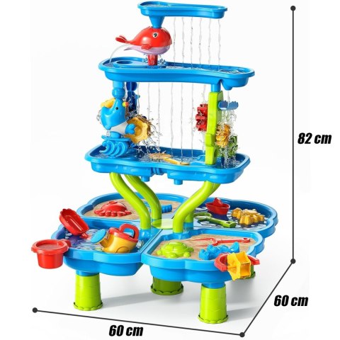 WOOPIE Stolik Wodny 4w1 Piaskownica Wodospad XL 4-Poziomowy Delfin