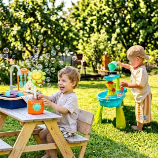 Wodna Oaza Sensoryczna 4w1: Stolik Wodny Ośmiornica + Zlew z wodą + Maszyna do Baniek Słonecznik i Akcesoria