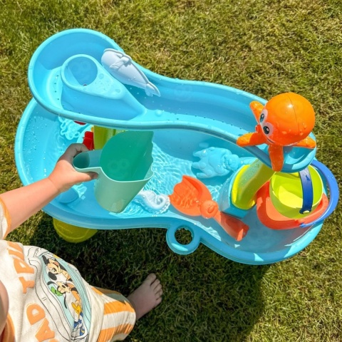 Wodna Oaza Sensoryczna 4w1: Stolik Wodny Ośmiornica + Zlew z wodą + Maszyna do Baniek Słonecznik i Akcesoria