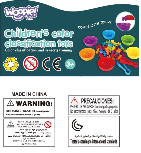 WOOPIE Gra Edukacyjna Montessori Sorter Kolorów Zwierzęta 44 el.