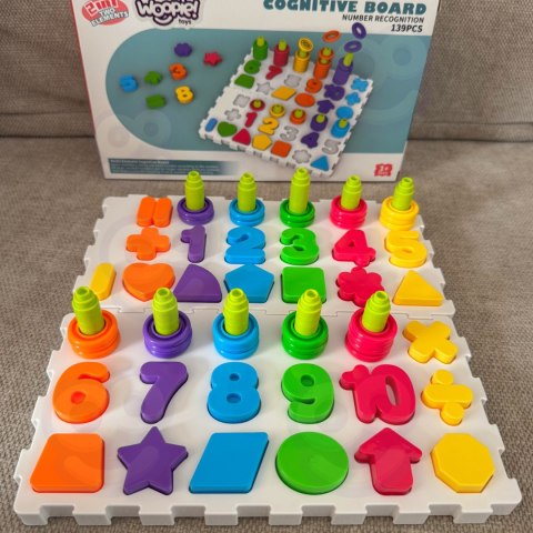 WOOPIE Układanka Montessori Sorter Trening Mózgu Literki Cyferki 139 el