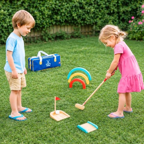 TOOKY TOY Drewniany Zestaw do Gry w Golfa dla 2 Osób 13 el.