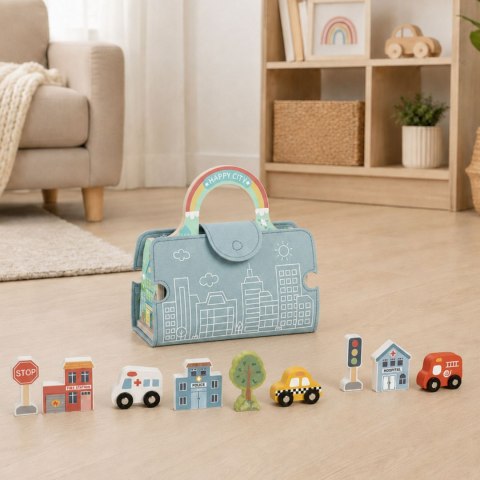 TOOKY TOY Zestaw Mini Miasto Przenośny Zestaw Torba Samochody