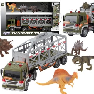WOOPIE Ciężarówka Transporter Dinozaurów Auto z Dźwiękiem i Światłem
