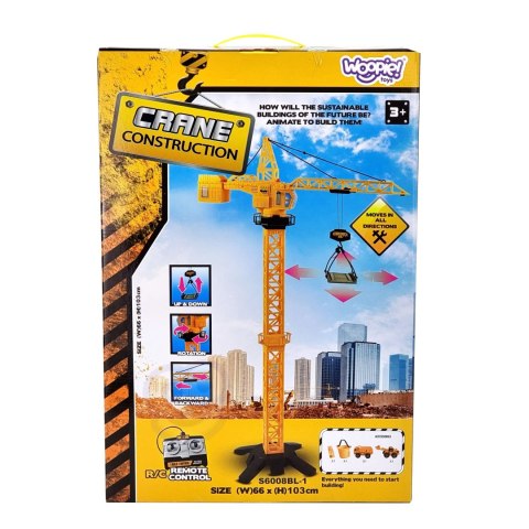 WOOPIE Dźwig Żuraw Zdalnie Sterowany 103 cm R/C Ciężarówka Koparka + 4 Akc.