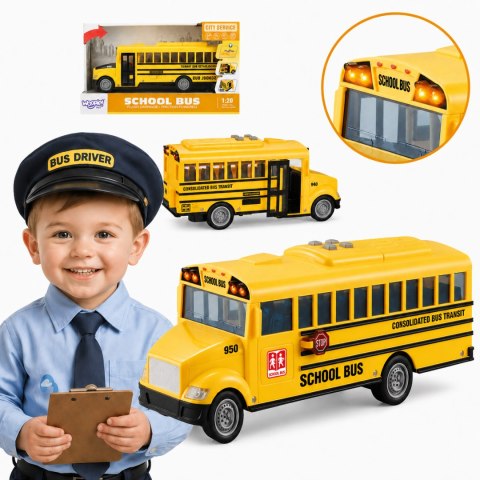 WOOPIE Interaktywny Autobus Szkolny Elektryczny 1:20 Światło Dźwięk Prezent