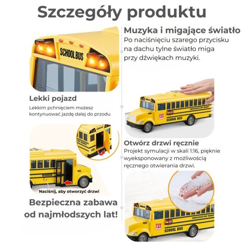 WOOPIE Interaktywny Autobus Szkolny Elektryczny 1:20 Światło Dźwięk Prezent