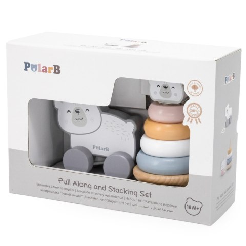 Viga PolarB ZESTAW Drewniana Piramidka + Miś na Sznurku 12m+