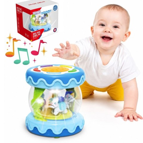 WOOPIE BABY Bębenek Pozytywka Projektor 3w1 Zabawka Muzyczna dla Niemowląt + Walec Roller do Nauki Raczkowania