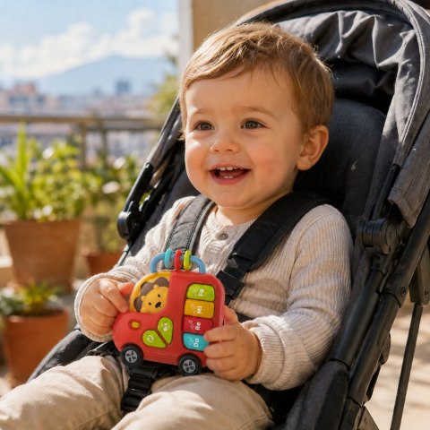 WOOPIE BABY Pianinko Interaktywne Autobus Lew Muzyczne Organki Dźwięki Światła 18m