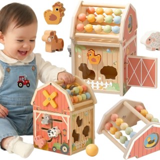 TOOKY TOY Drewniana Stodoła Aktywności Sorter Liczydło Montessori