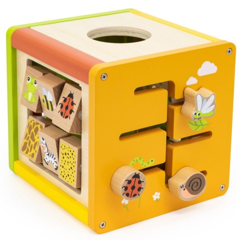 VIGA Drewniana Kostka Edukacyjna 5w1 Sorter Przeplatanka Montessori