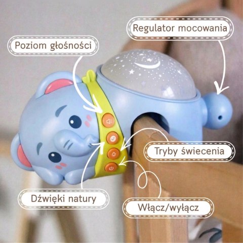 WOOPIE BABY Projektor Gwiazd Rzutnik Lampka Nocna dla Dzieci Słonik