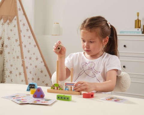 VIGA Drewniana Układanka Montessori Roboty Piramidka Klocki Edukacyjne 8el
