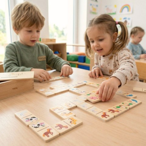 VIGA Drewniane Domino 2w1 Zwierzęta i Liczby