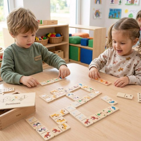 VIGA Drewniane Domino 2w1 Zwierzęta i Liczby