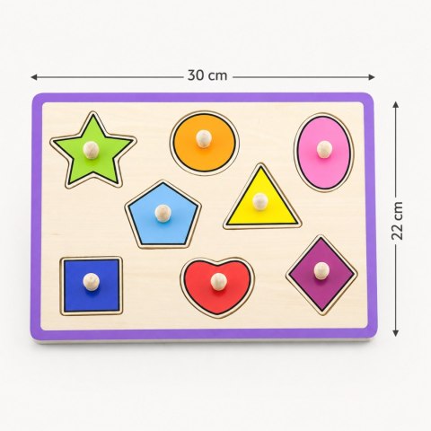 VIGA Drewniane Kolorowe Puzzle Z Pinezkami Kształty