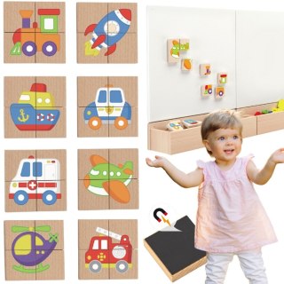 Viga Układanka drewniana Montessori puzzle magnetyczne edukacyjne pojazdy