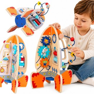 Tooky Toy Duża Drewniana Zabawka Edukacyjna Wielofunkcyjna Rakieta