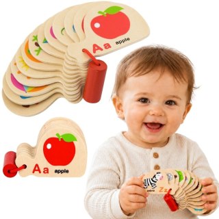 VIGA Drewniana Książeczka do Nauki Alfabetu i Angielskiego Montessori