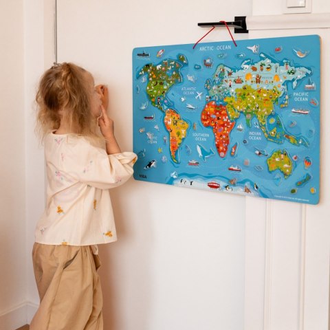 Viga 2w1 Tablica Edukacyjna z Magnetyczną Mapą Świata Montessori