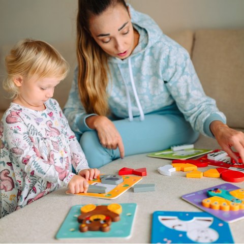 WOOPIE GREEN Układanka Drewniana Klocki Zwierzątka Montessori FSC 34el.