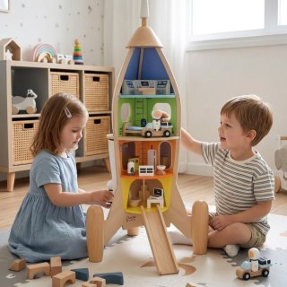 CLASSIC WORLD Drewniana Rakieta Domek dla Dzieci + Figurki 51el.