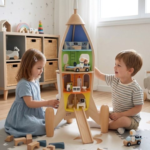 CLASSIC WORLD Drewniana Rakieta Domek dla Dzieci + Figurki 51el.