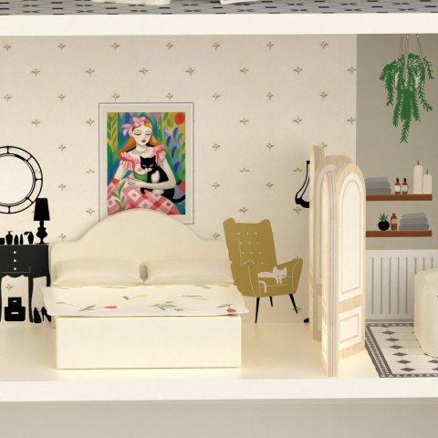 CLASSIC WORLD Drewniany Domek dla Lalek Mebelki Vintage Duży Akcesoria 36el