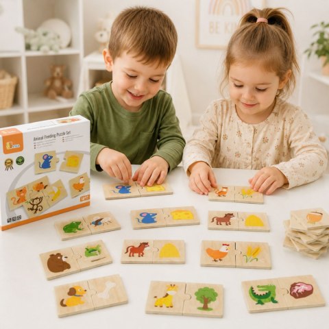 VIGA Drewniane Puzzle Nakarm Zwierzątko Co jedzą Zwierzęta Układanka