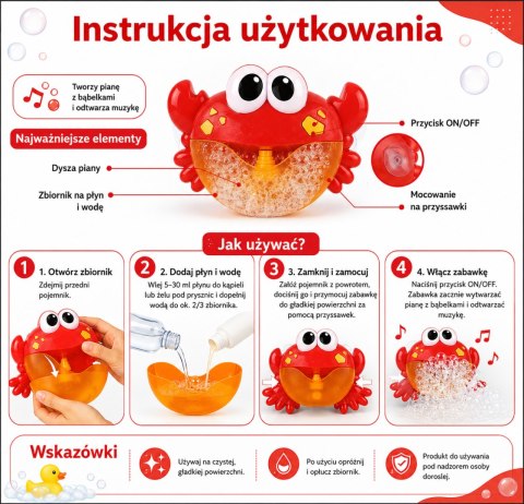 WOOPIE BABY Zabawka do Kąpieli Krab do Robienia Piany z Melodią
